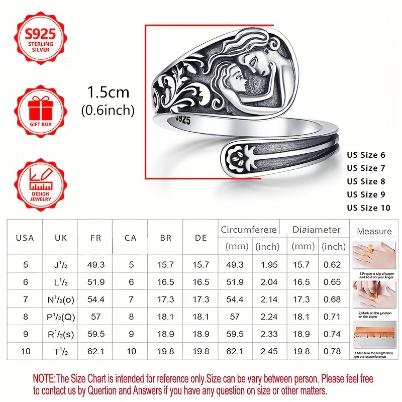 925 Sterling Silver Women's Delicate Adjustable Ring Vintage Engraved Size